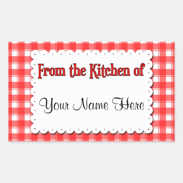 De la cocina de pegatinas de encargo blancos rojos (Anverso)