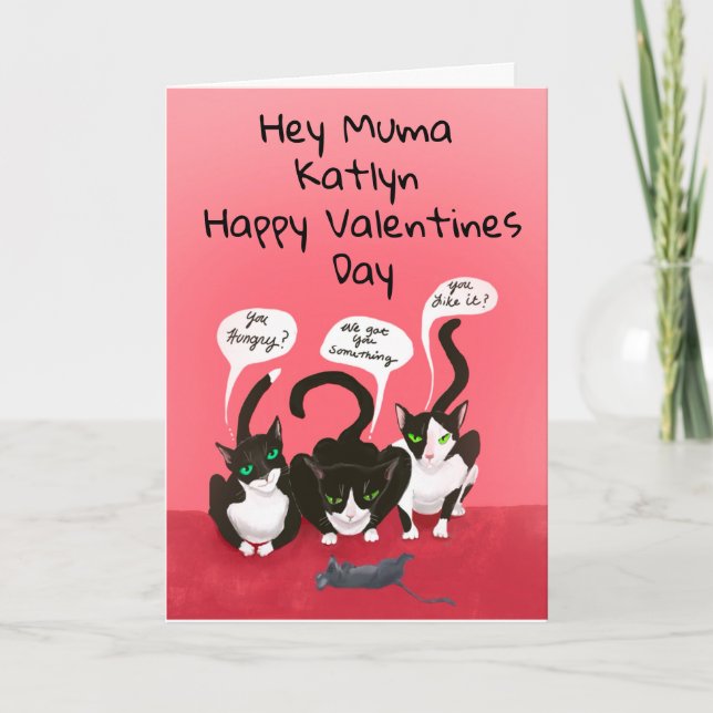 De la divertida tarjeta de San Valentín de los gat (Anverso)
