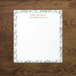 De La Escritorio Del Bloc De Notas Verde Azul<br><div class="desc">Este elegante tablero de notas verdes azules tiene un borde verde de eucalipto y se puede personalizar cambiando fácilmente el nombre por el suyo propio o un título como abuela, profesora o enfermera, etc. Tiene un diseño minimalista moderno con tipografía. El mensaje de arriba dice "desde el escritorio de", pero...</div>