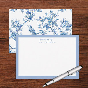 De la Mesa De Nota Floral Chinoiserie Azul