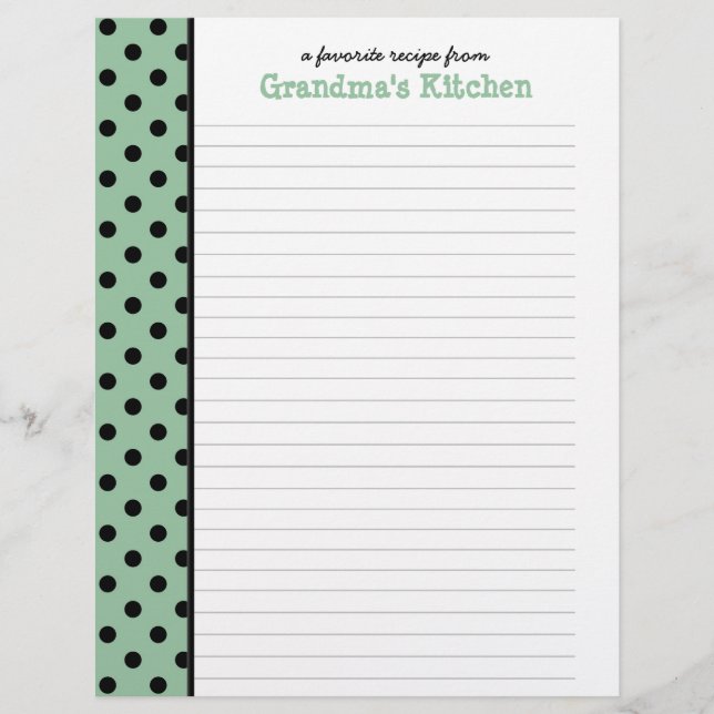 De la página de la receta de Nana Polka Dot (Anverso)