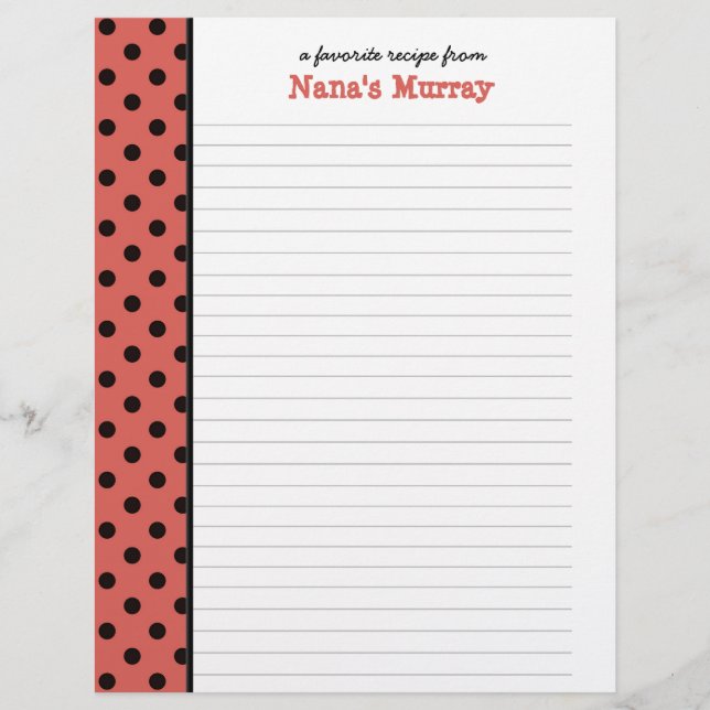 De la página de la receta de Nana Polka Dot (Anverso)