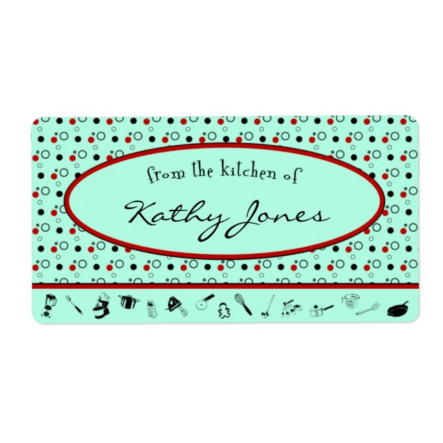 De La Plantilla De Cocina De Etiqueta (Frente)