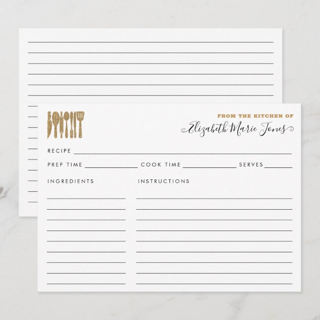 De la receta del guión de la cocina de oro de los  (Anverso / Reverso)