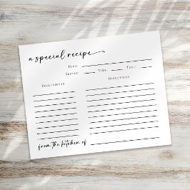 De la tarjeta de receta de la cocina de la ducha d