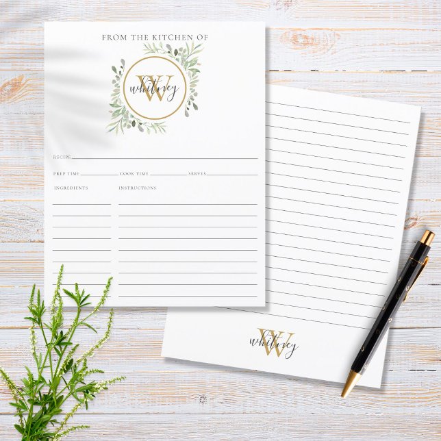 De La Tarjeta De Receta De Monograma De Cocina De  (Subido por el creador)