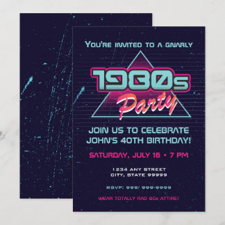 de los años 80 invitación de la fiesta de