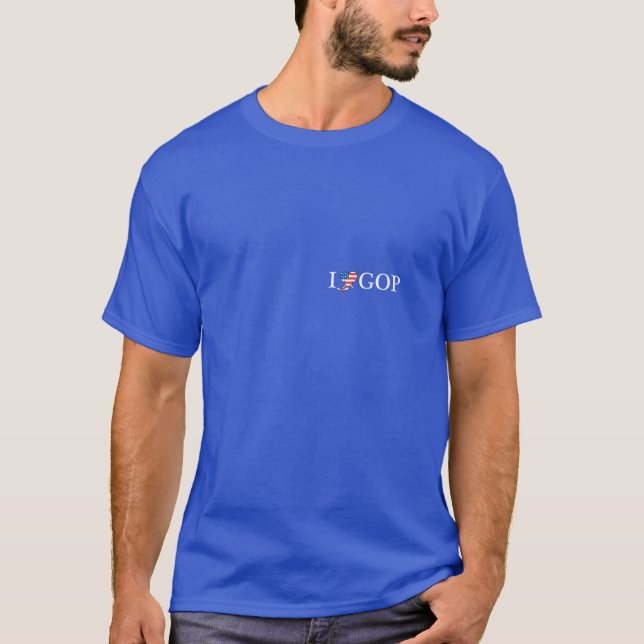 ¡De los hombres "amo GOP" camiseta azul con (Anverso)