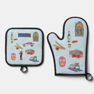 De Manoplas Acuarela Oven Mitt & Pot Holder Set