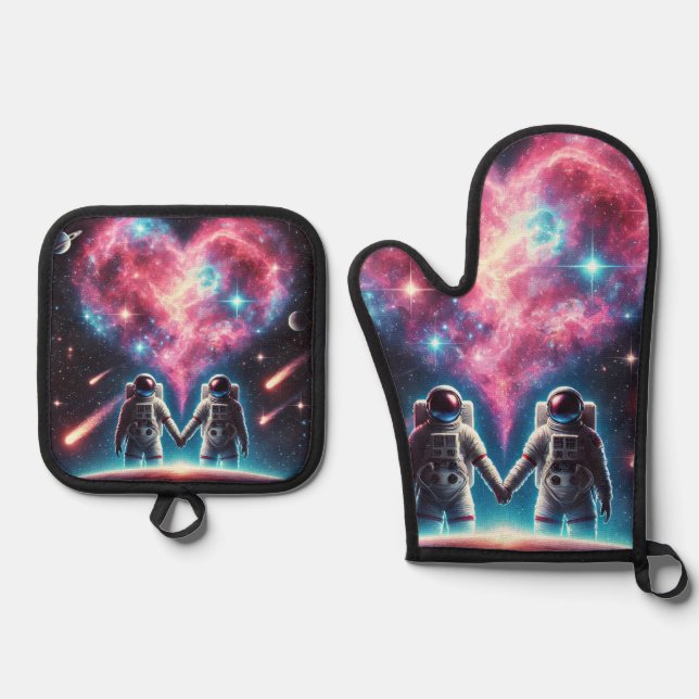 De Manoplas Astronauta Galaxy Oven Mitt Set (Anverso)