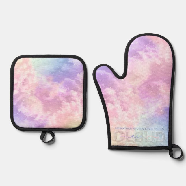 De Manoplas Cloud Nine Oven Mitt & Pot Holt Set - Rainbow Pa (Anverso)