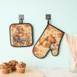 De Manoplas Cosecha Calabaza Oven Mitt and Pot Holder Set