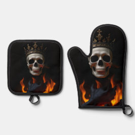 De Manoplas Crowned Skull Gothic Halloween Mitt Set