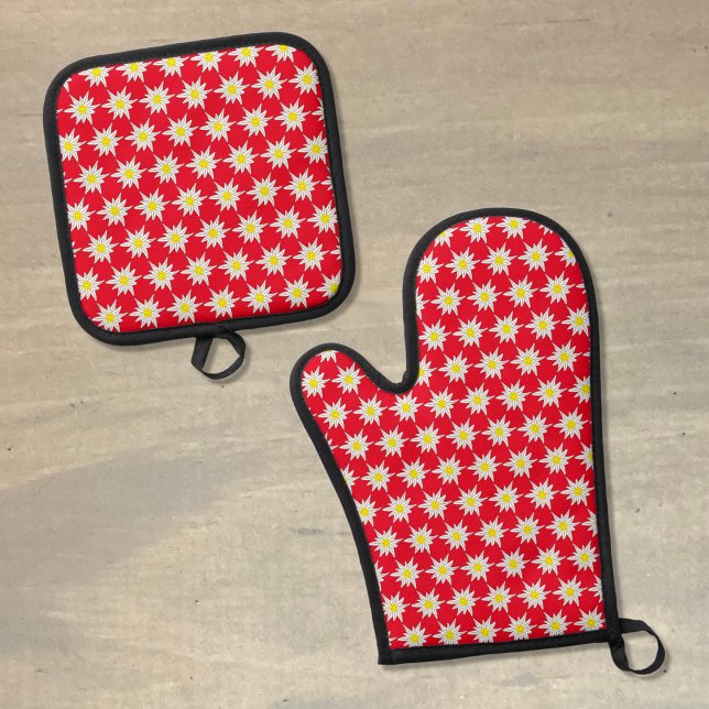 De Manoplas EdelweisPattern Red Oven Mitt y Pot Holder Set (Subido por el creador)