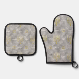 De Manoplas Elegante Menorahs Oven Mitt & Pot Holder Set