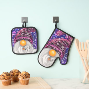 De Manoplas Feliz Gnome Navidades Oven Mitt & Pot Holder Set