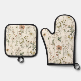 De Manoplas Flor silvestre Meadow Oven Mitt y Pot Holder Set