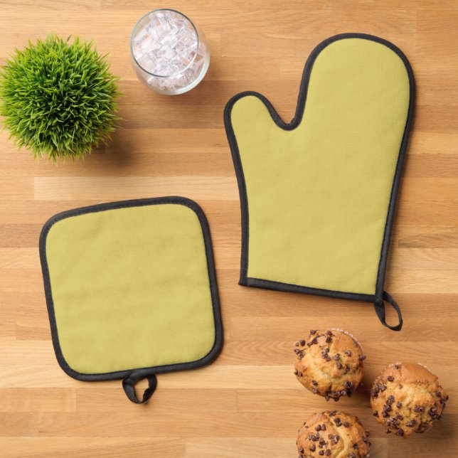 De Manoplas Gentle Warm Yellow Oven Mitt & Pot Holder Set (De arriba hacia abajo)