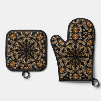 De Manoplas Gold Decorative Oven Mitt & Pot Holder Set