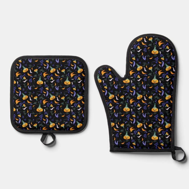 De Manoplas Halloween Forest Oven Mitt Set (Anverso)