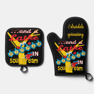 De Manoplas Hanukkah Latkes Oven Mitt & Pot Holding Set