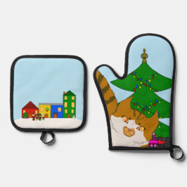 De Manoplas Jingle Claws Fun Holiday Kitchen Set Potholders