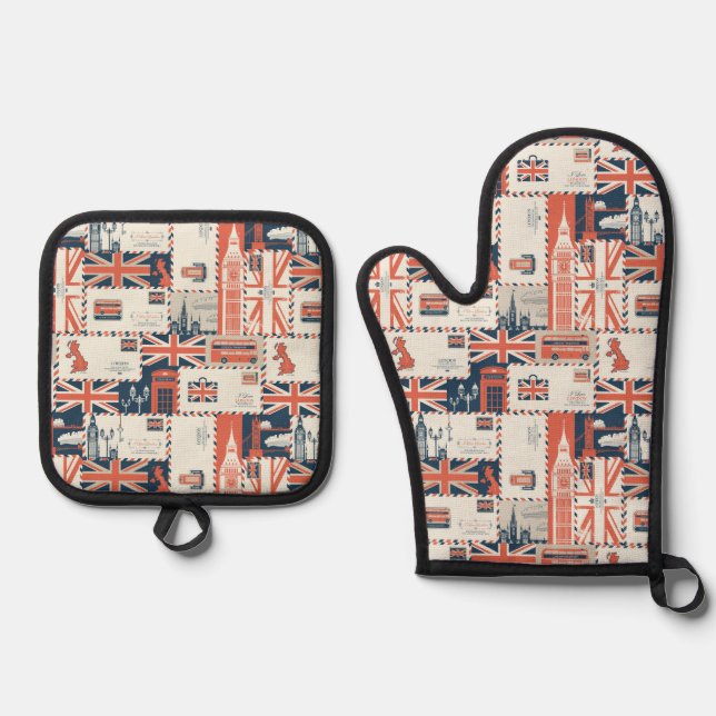 De Manoplas London Post Oven Mitt Set (Anverso)