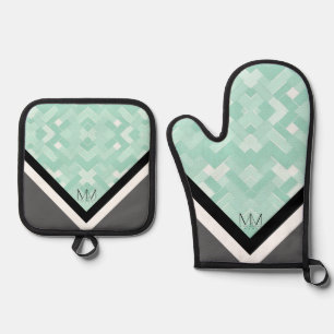 De Manoplas MbM HOME Oven Mitt/Pot Holder Set - Mint Madness