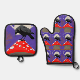 De Manoplas 🔥 Mystical Raven Oven Mitt & Pot Holders Set