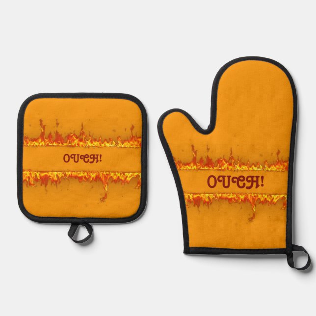 De Manoplas Ouch Oven Mitts & Pot Holders Set (Anverso)