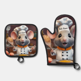 De Manoplas Oven Mitt Pot Holder Set Personalize Chef Mouse