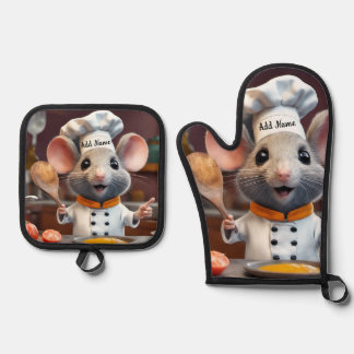 De Manoplas Oven Mitt Pot Holder Set Personalize Chef Mouse