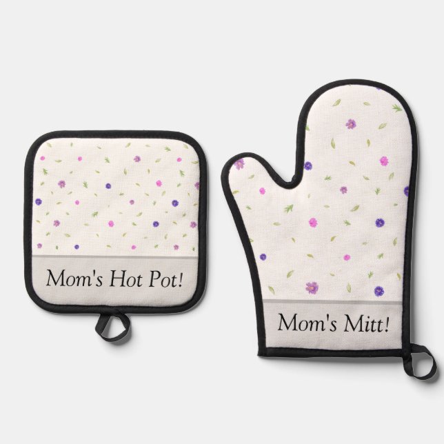 De Manoplas Personalizado Oven Mitt Y Pot Holder Set - Regalo  (Anverso)