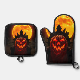 De Manoplas Pumpkin King Eclipse Halloween Oven Mitt Set