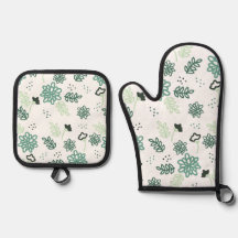 Quilted Floral Potholder Set / Manique /Matelassé