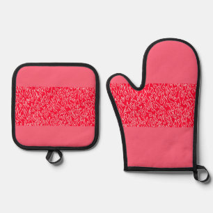 De Manoplas Red Flame Oven Mitts & Pot Holders Set