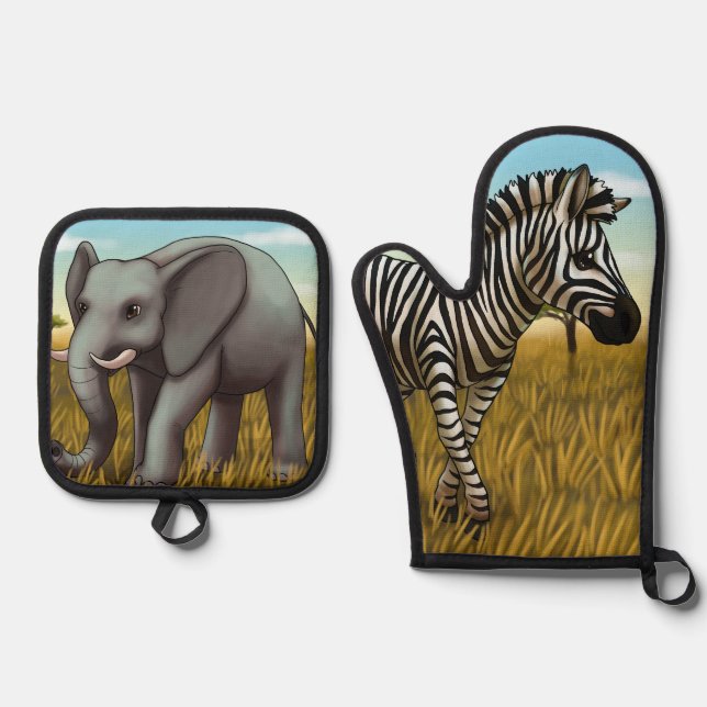 De Manoplas Safari oven mitt and pot holder set (Anverso)