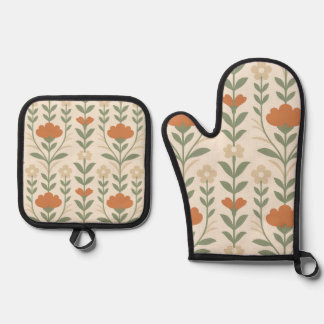 De Manoplas Scandinavian Floral Oven Mitt & Pot Holder Set