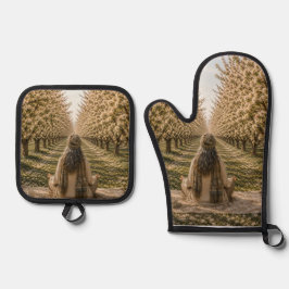 De Manoplas Serene Orchard Oven Mitt & Pot Holder Set | Romant