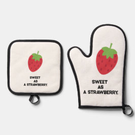 De Manoplas Strawberry Kitchen Set Oven Mitts and Pot Holders