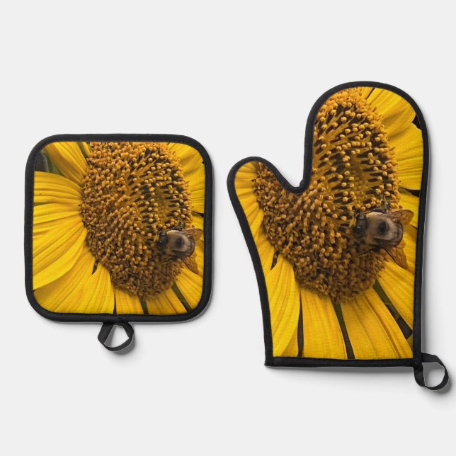De Manoplas Sunflower and Bumblebee Oven Mitt Set (Anverso)
