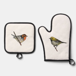 De Manoplas Warblers White Oven Mitt Potholders Set