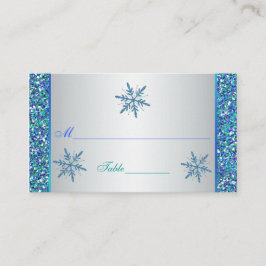 De Mesa Aqua Green Silver Snowflakes Quinceanera Tarjeta d