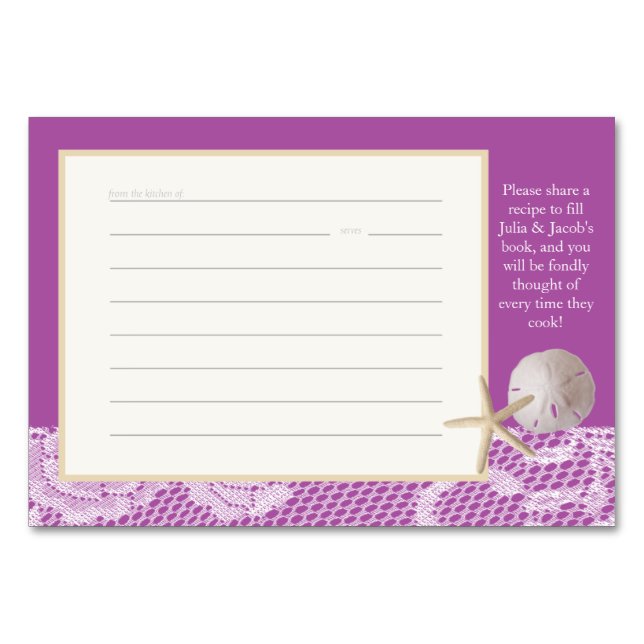 De Mesa Beach Romance Receta Tarjeta Purple (Anverso)