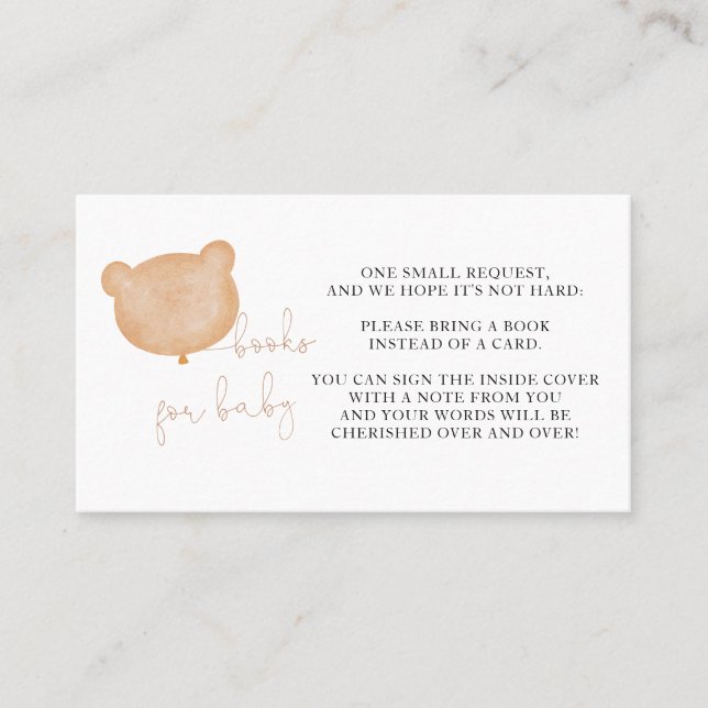 De Mesa Bear Baby Shower Books Para La Tarjeta Del Bebé (Anverso)