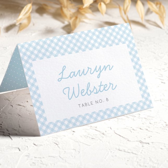 De Mesa Blue gingham simple tarjeta para bebé (Subido por el creador)