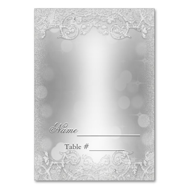 De Mesa Boda Tarjeta Escort Silver Rellenar más tarde (Anverso)