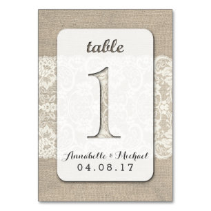 De Mesa Burlap Lace Rústico Boda Tarjeta 1