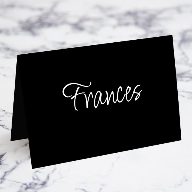 De Mesa BW Moderno Script Individual Primer Nombre Tarjeta (BW Modern Script Individual First Name Fold Your Own Place Cards)