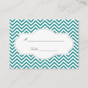 De Mesa Clásica Verde azulada Chevron Stripes Boda Tarjeta